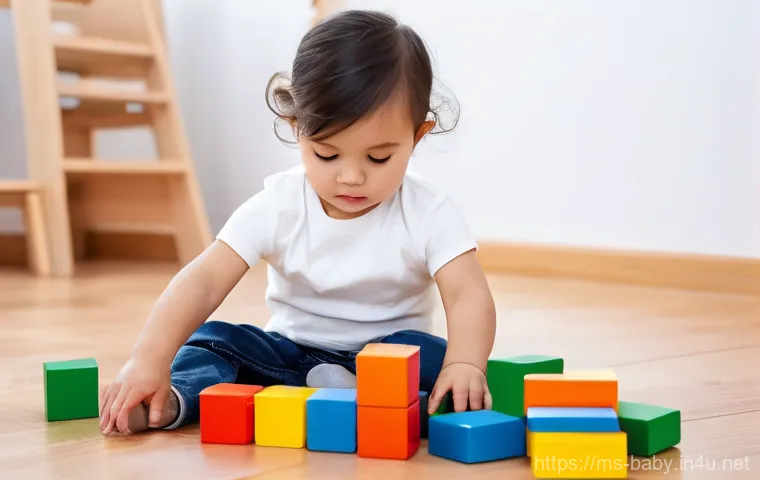 아기 놀이 교구 추천 - **Sensory Play for Baby:** A happy and curious baby, approximately 4-6 months old, is sitting on a s...