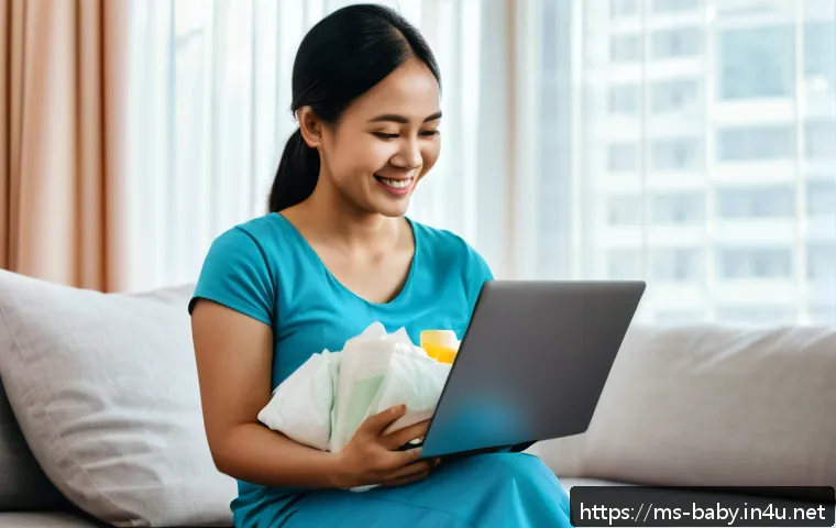 아기 보험 추천 - A caring young Malaysian mother holding her baby wearing a clean diaper, sitting in a bright, modern...